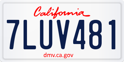 CA license plate 7LUV481