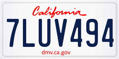 CA license plate 7LUV494