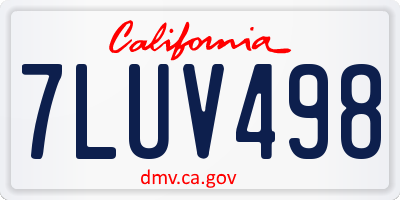 CA license plate 7LUV498