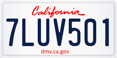 CA license plate 7LUV501