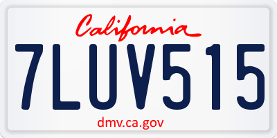 CA license plate 7LUV515
