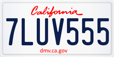 CA license plate 7LUV555