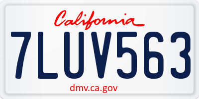 CA license plate 7LUV563