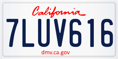 CA license plate 7LUV616