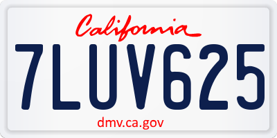 CA license plate 7LUV625