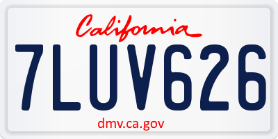 CA license plate 7LUV626
