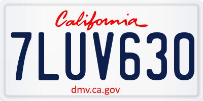 CA license plate 7LUV630