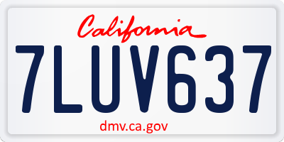 CA license plate 7LUV637