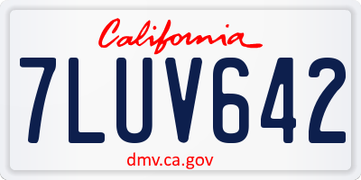 CA license plate 7LUV642