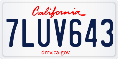 CA license plate 7LUV643