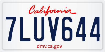 CA license plate 7LUV644