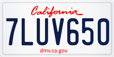 CA license plate 7LUV650