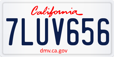 CA license plate 7LUV656