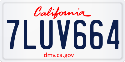 CA license plate 7LUV664
