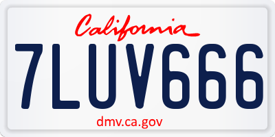 CA license plate 7LUV666
