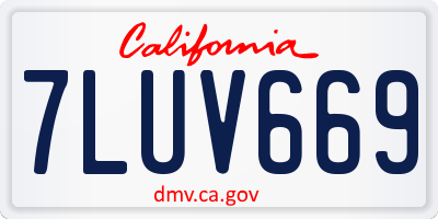 CA license plate 7LUV669