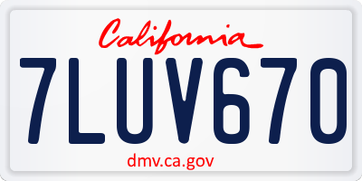 CA license plate 7LUV670