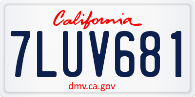 CA license plate 7LUV681