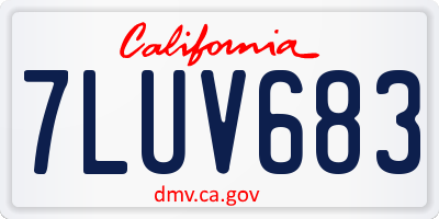 CA license plate 7LUV683