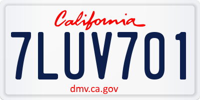 CA license plate 7LUV701