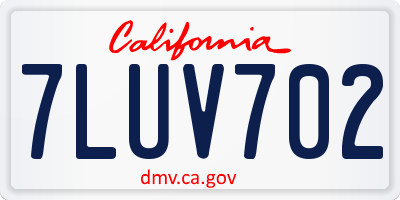 CA license plate 7LUV702