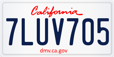 CA license plate 7LUV705