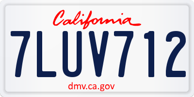 CA license plate 7LUV712