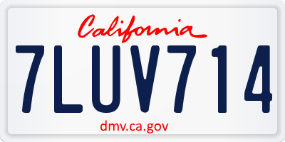 CA license plate 7LUV714