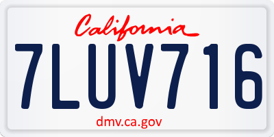 CA license plate 7LUV716