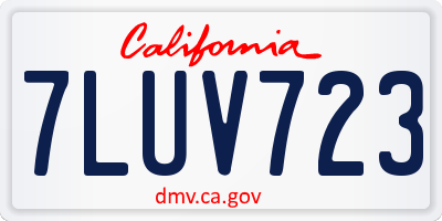 CA license plate 7LUV723
