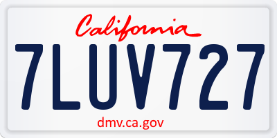 CA license plate 7LUV727