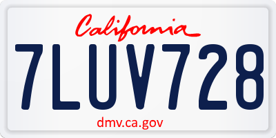 CA license plate 7LUV728