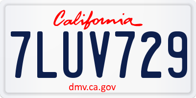 CA license plate 7LUV729