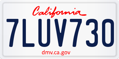 CA license plate 7LUV730