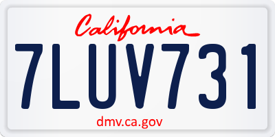 CA license plate 7LUV731