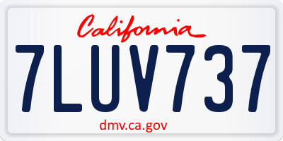 CA license plate 7LUV737