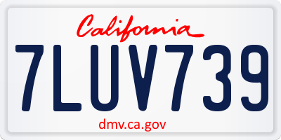 CA license plate 7LUV739