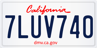 CA license plate 7LUV740