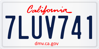 CA license plate 7LUV741