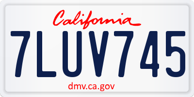 CA license plate 7LUV745