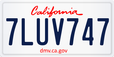 CA license plate 7LUV747