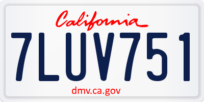 CA license plate 7LUV751