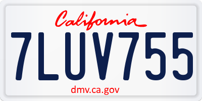 CA license plate 7LUV755
