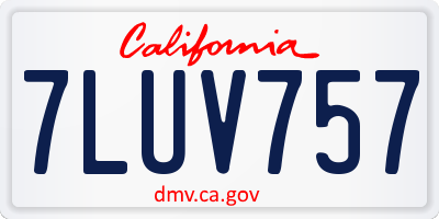 CA license plate 7LUV757