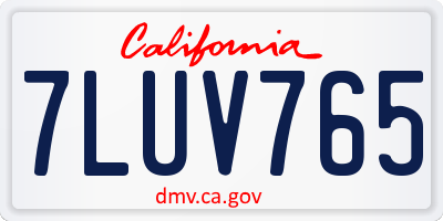 CA license plate 7LUV765