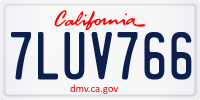 CA license plate 7LUV766