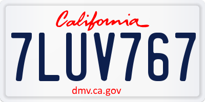 CA license plate 7LUV767