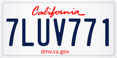 CA license plate 7LUV771