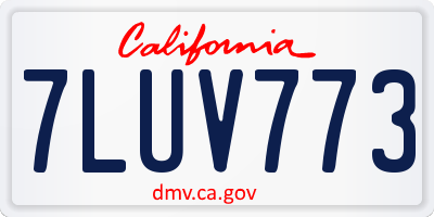 CA license plate 7LUV773