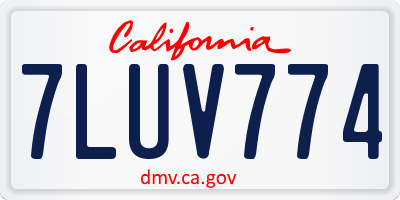 CA license plate 7LUV774